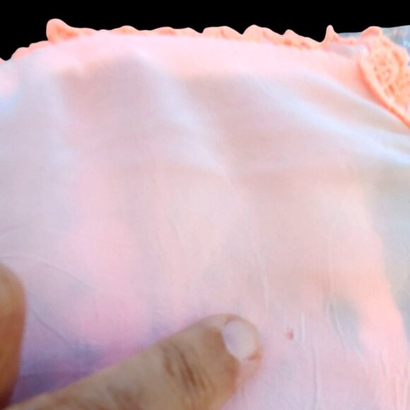 Johnny Was Size M Sheer White Boho Tunic Top Long Sleeves with Orange Lace - Picture 5 of 10